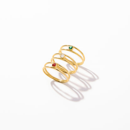 Double Band Ring - Floating Birthstone Ring
