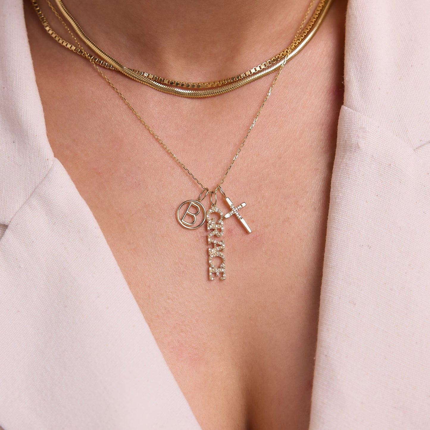 Diamond Faith Cross Charm