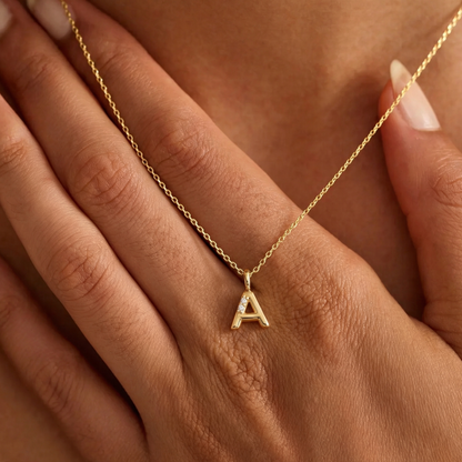 Dainty Diamond Bubble Initial Pendant