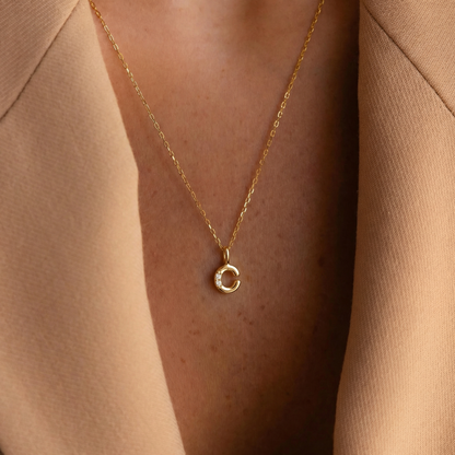 Dainty Diamond Bubble Initial Pendant