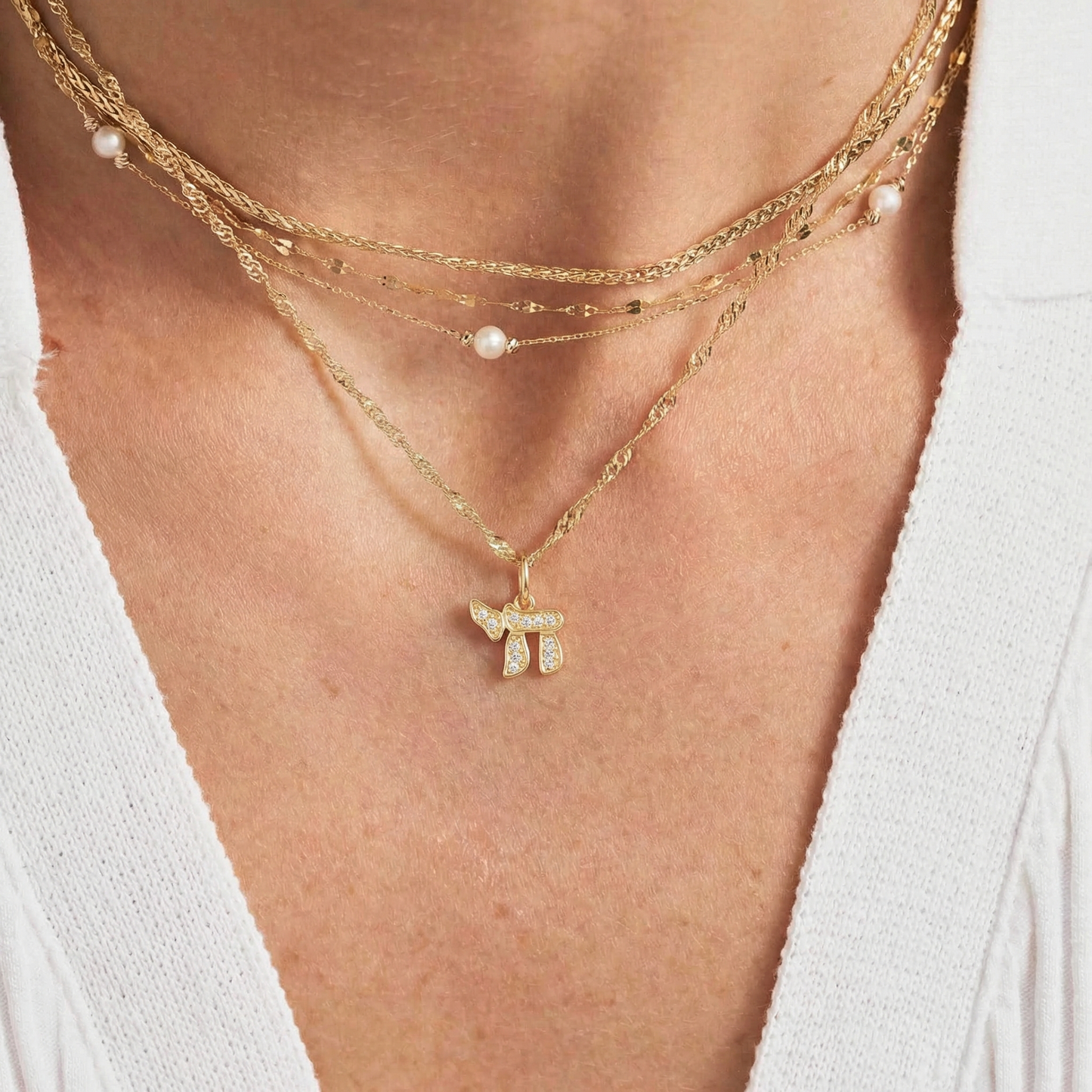 Dainty Diamond Mini Chai Symbol Pendant