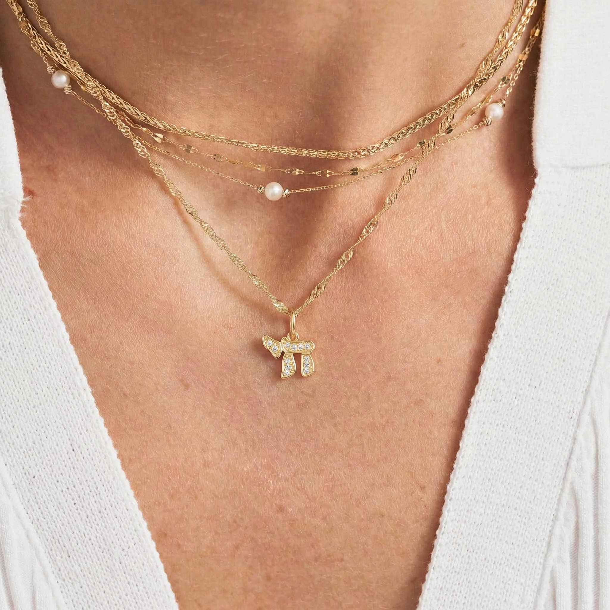 Dainty Diamond Mini Chai Symbol Pendant