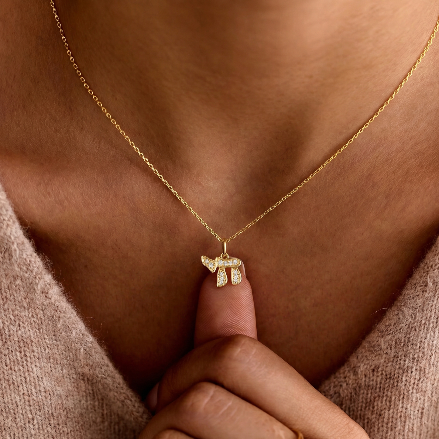 Dainty Diamond Mini Chai Symbol Pendant