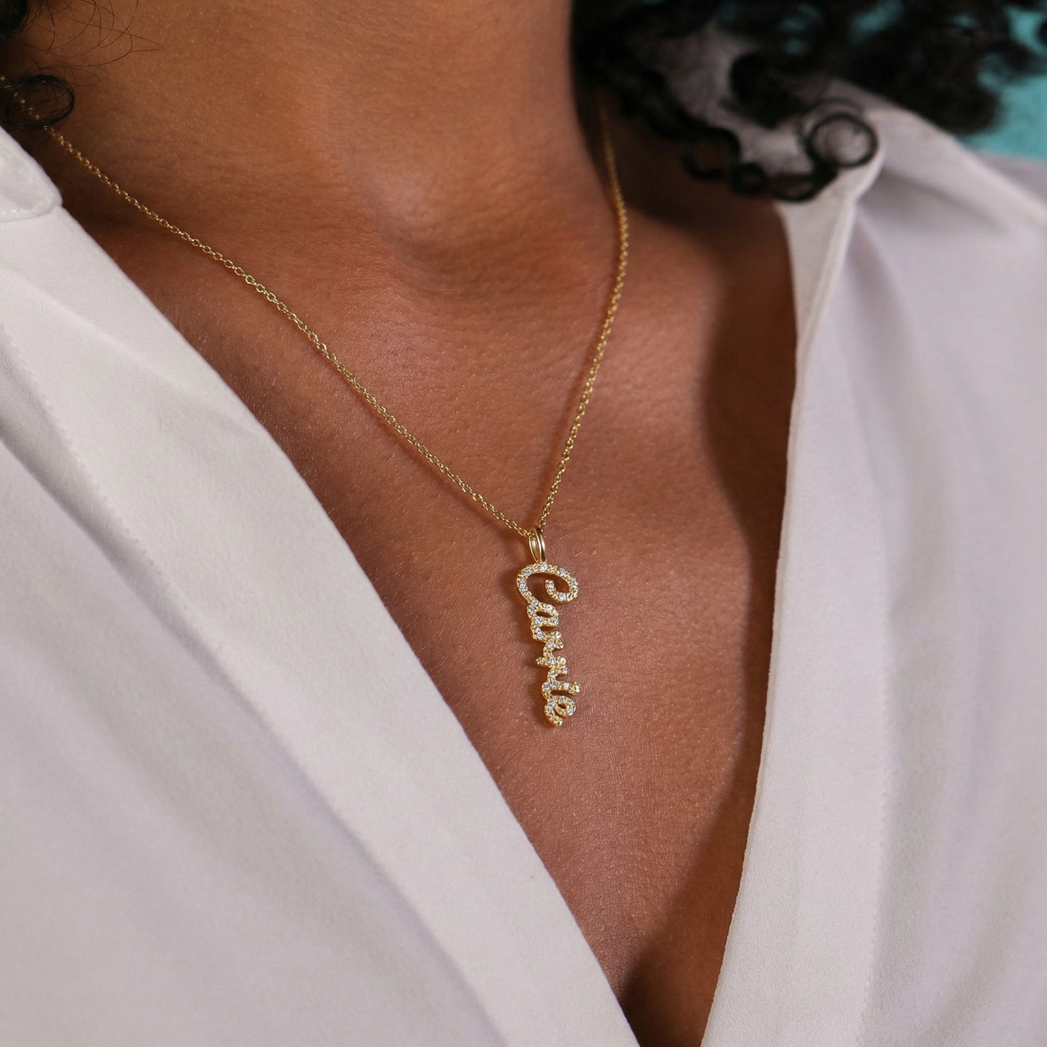 Diamond Script Name Charm