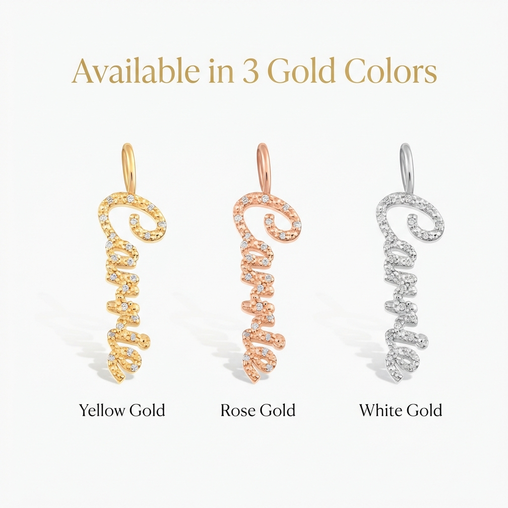 Diamond Script Name Charm