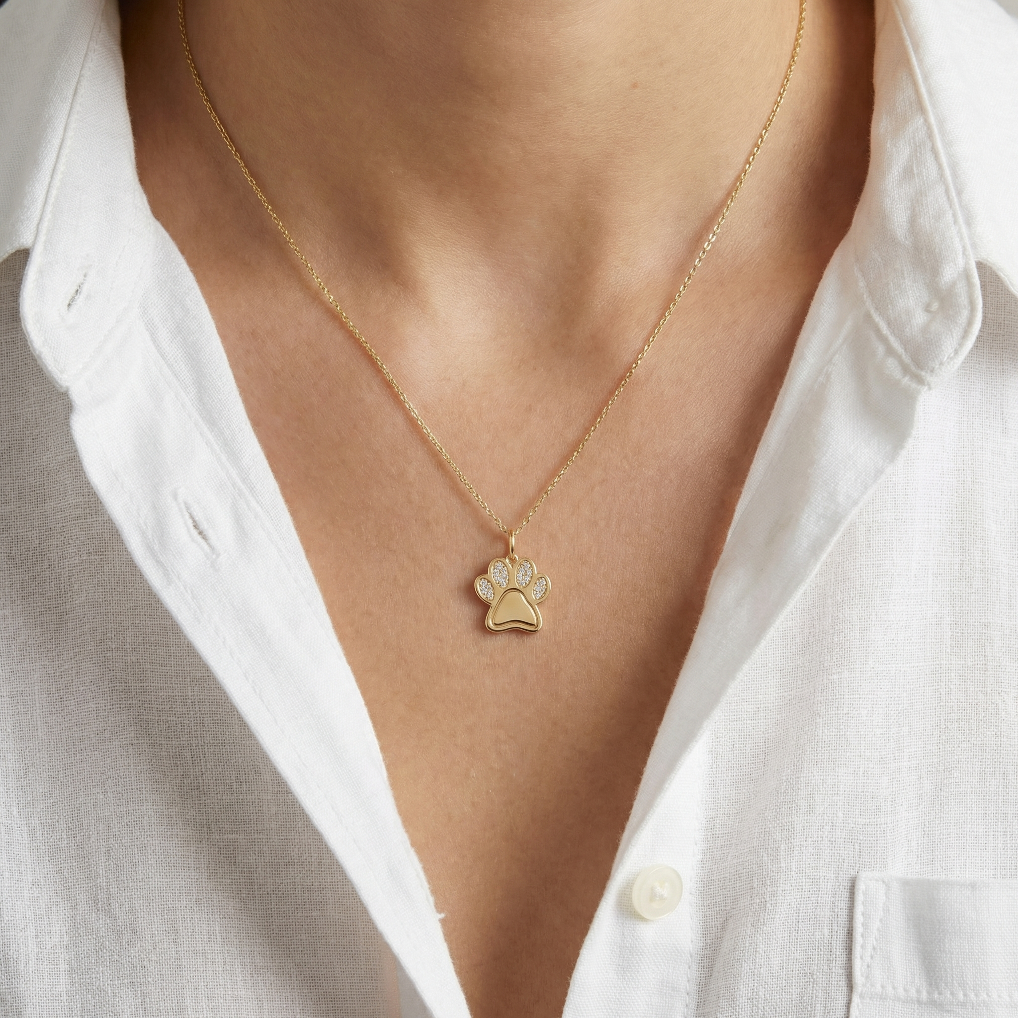 Diamond Paw Print Charm