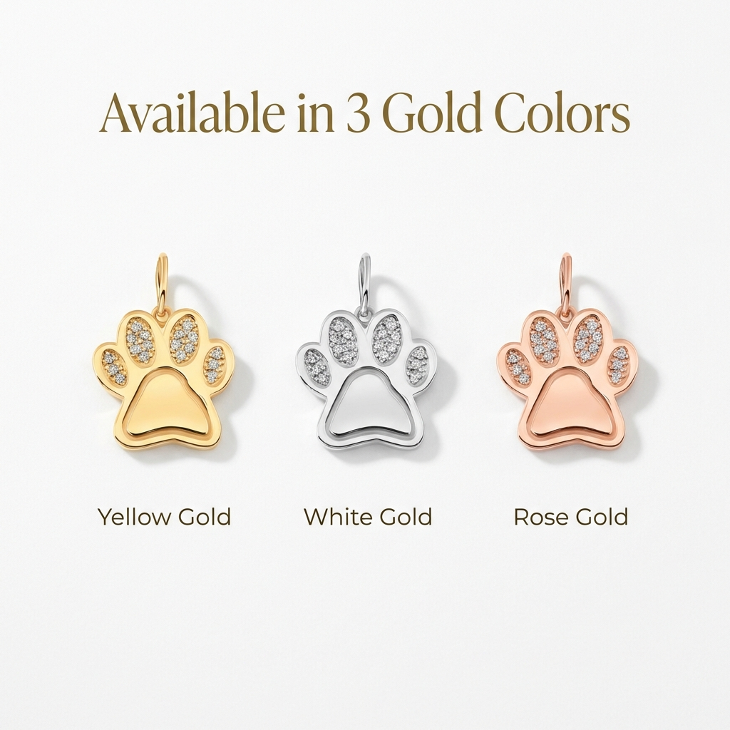 Diamond Paw Print Charm