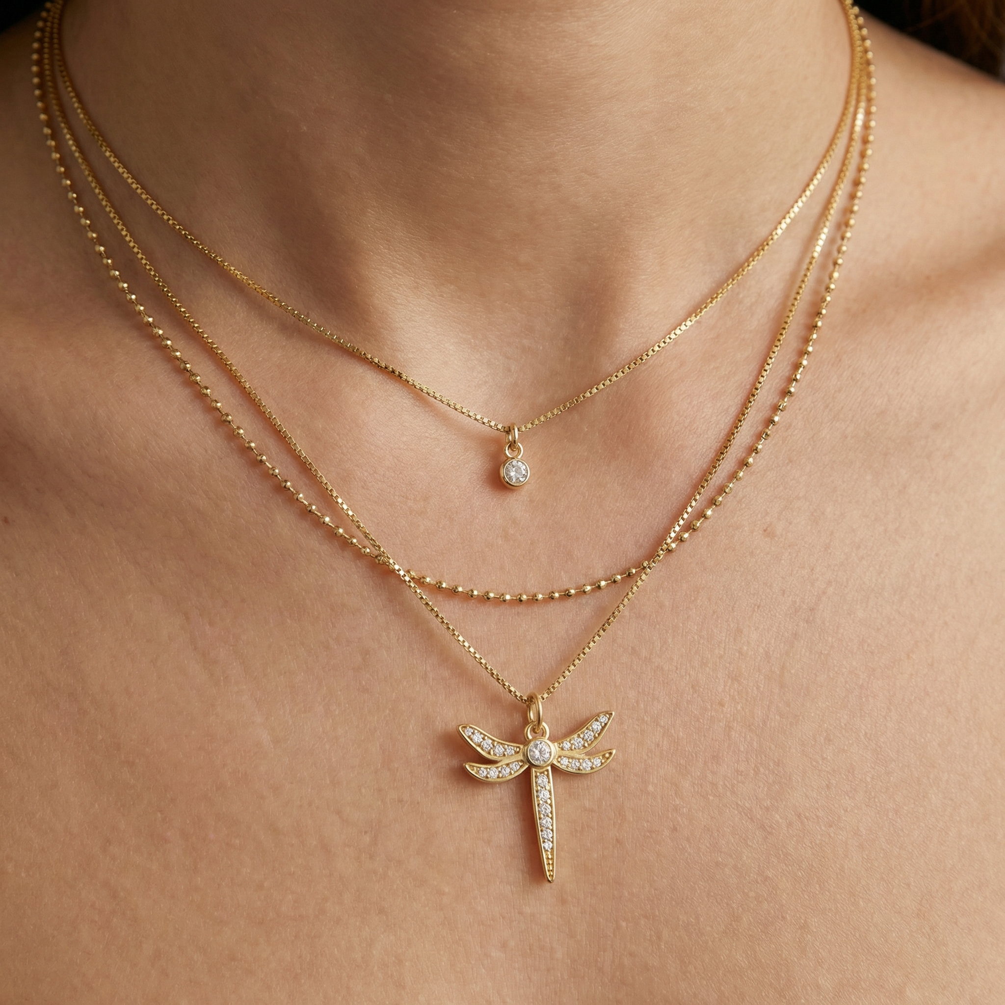 Diamond Dragonfly Charm
