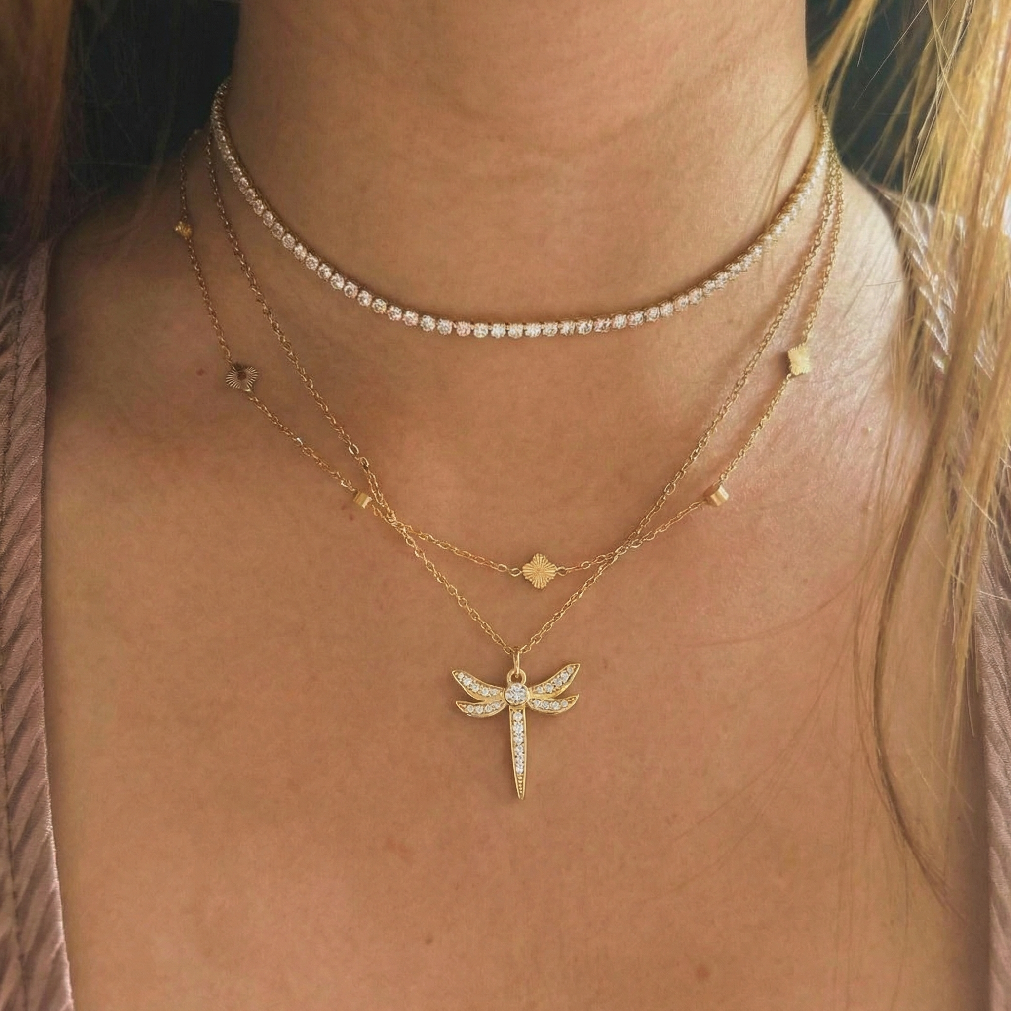 Diamond Dragonfly Charm