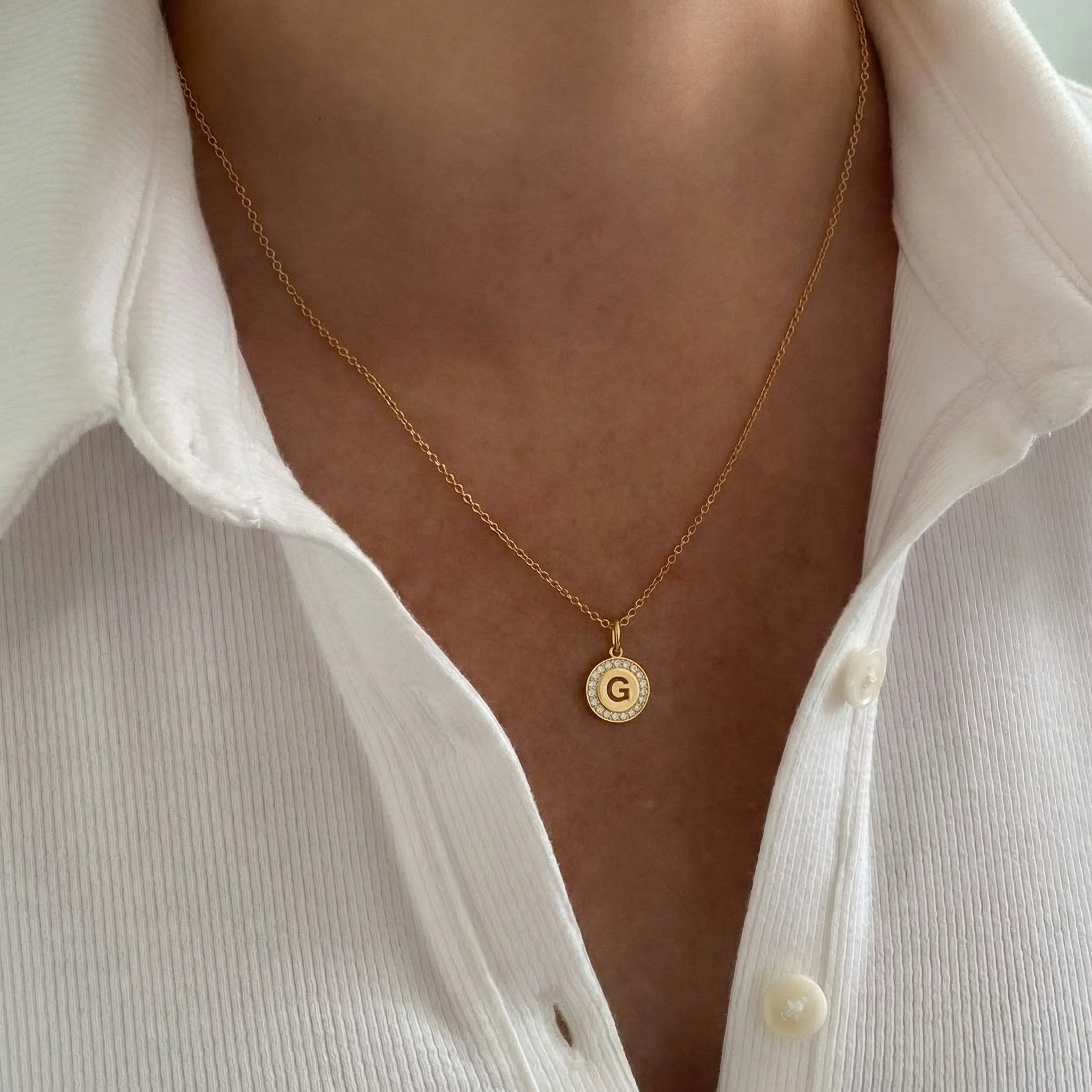 Diamond Halo Initial Charm - Letter Disc