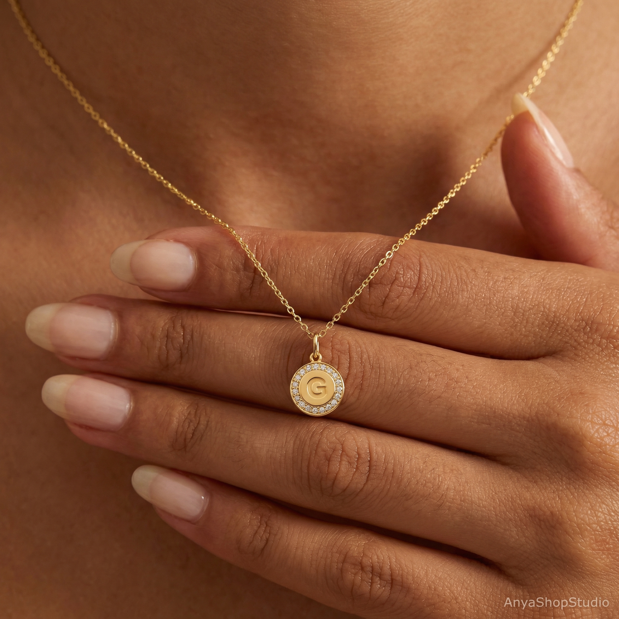 Diamond Halo Initial Charm - Letter Disc