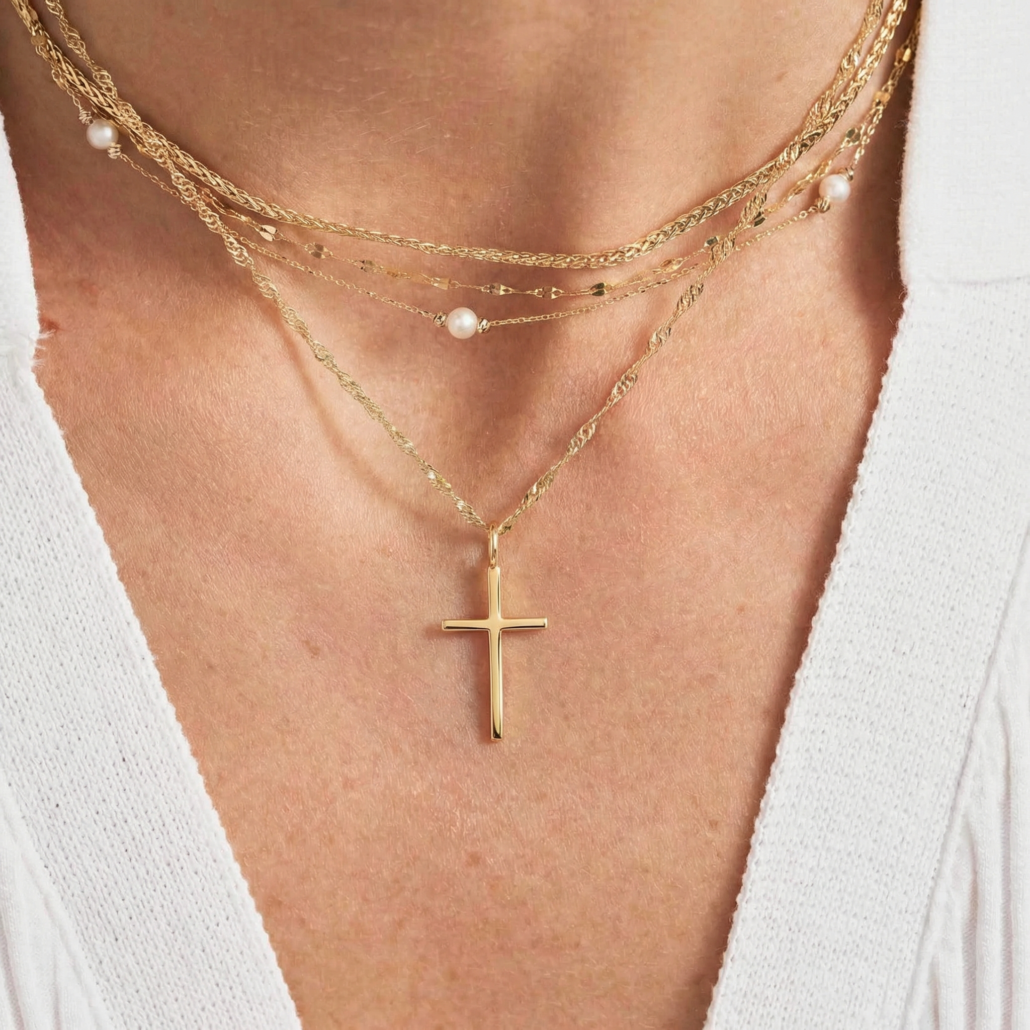 Thin Stick Cross Charm