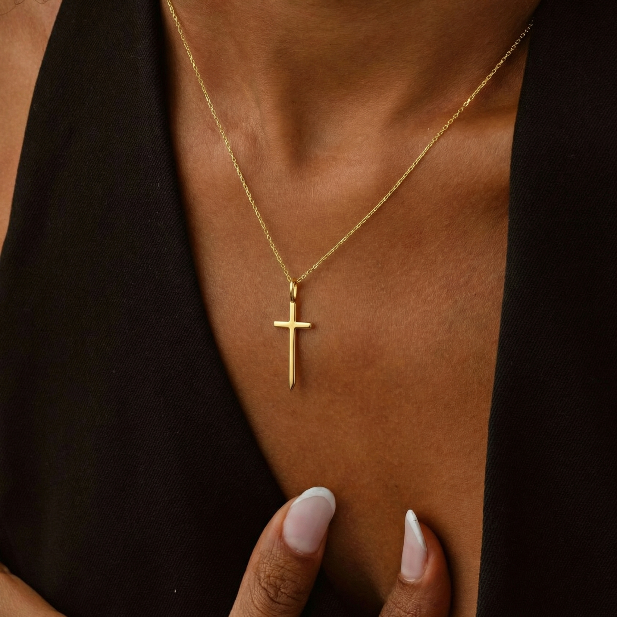 Elongated Stick Cross Charm