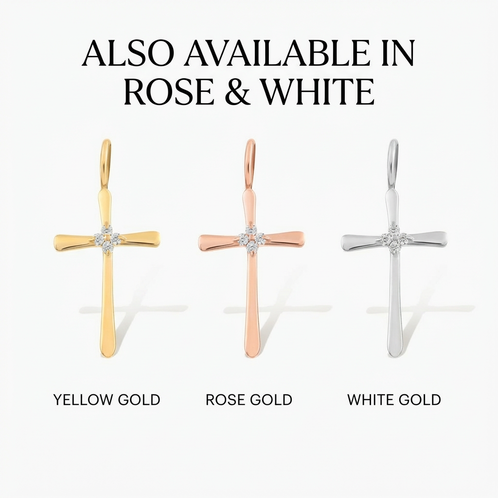 Tapered Cross Charm with Diamond Center