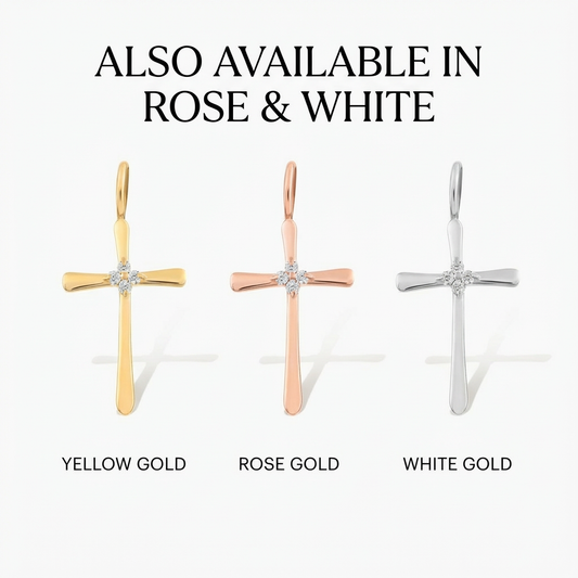 Tapered Cross Charm with Diamond Center