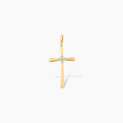 Tapered Cross Charm with Diamond Center