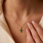 Personalized Birthstone Cross Charm Pendant