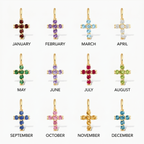 Personalized Birthstone Cross Charm Pendant