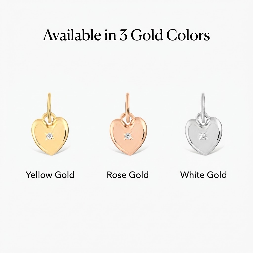 Puffy Heart Pendant with Diamond Charm