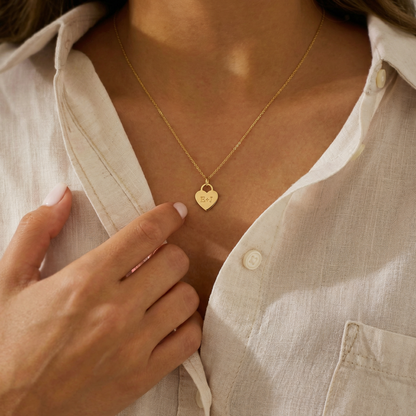 Personalized Heart Padlock Pendant