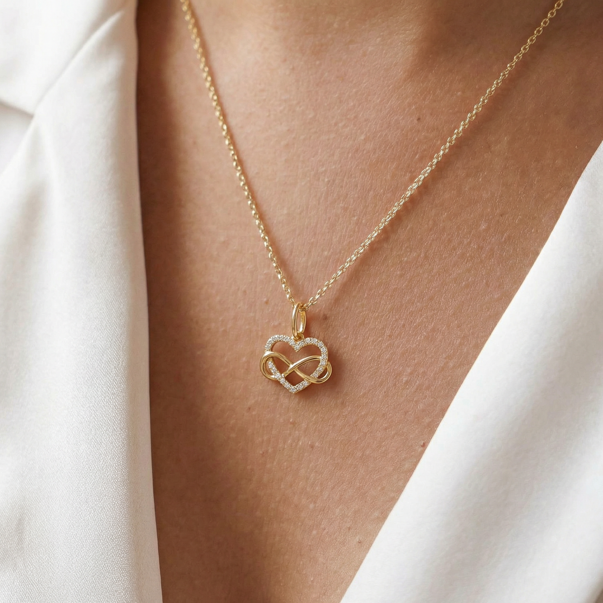 Diamond Infinity Heart Charm