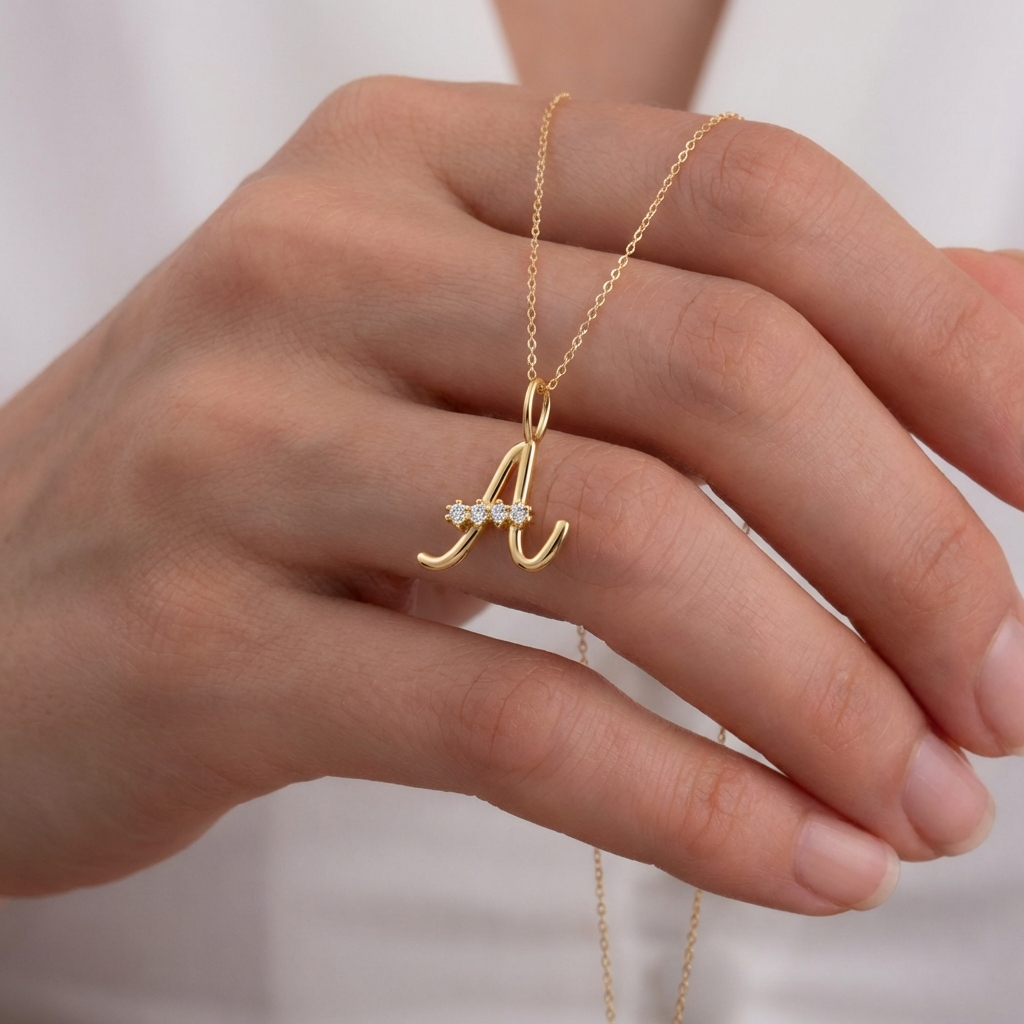 Dainty Diamond Letter Charm