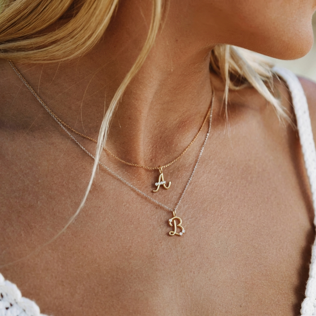 Dainty Diamond Letter Charm