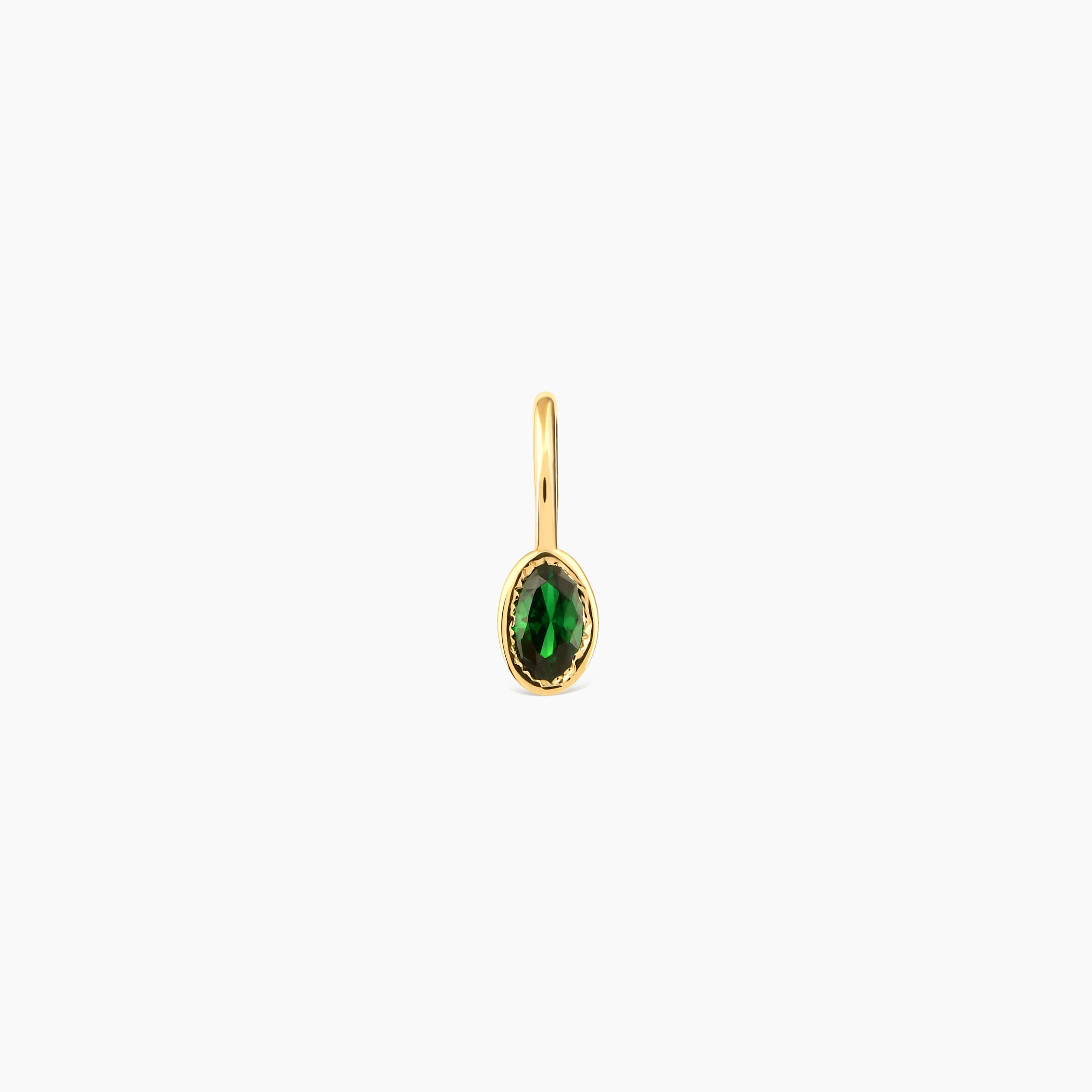 Dainty Oval Birthstone Charm Pendant