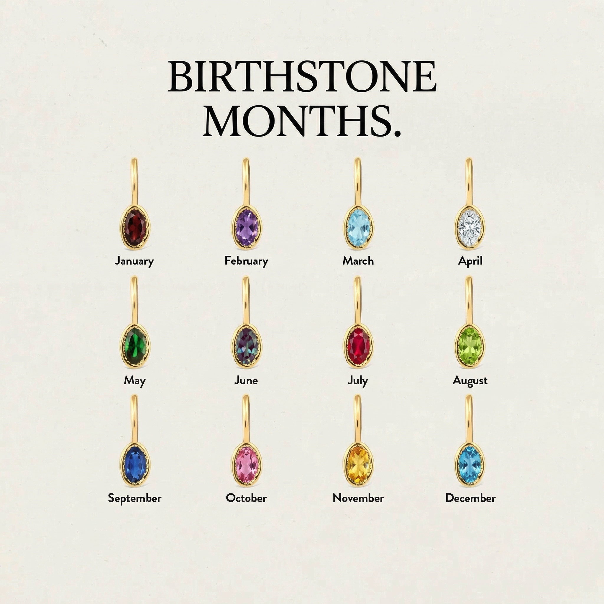 Dainty Oval Birthstone Charm Pendant