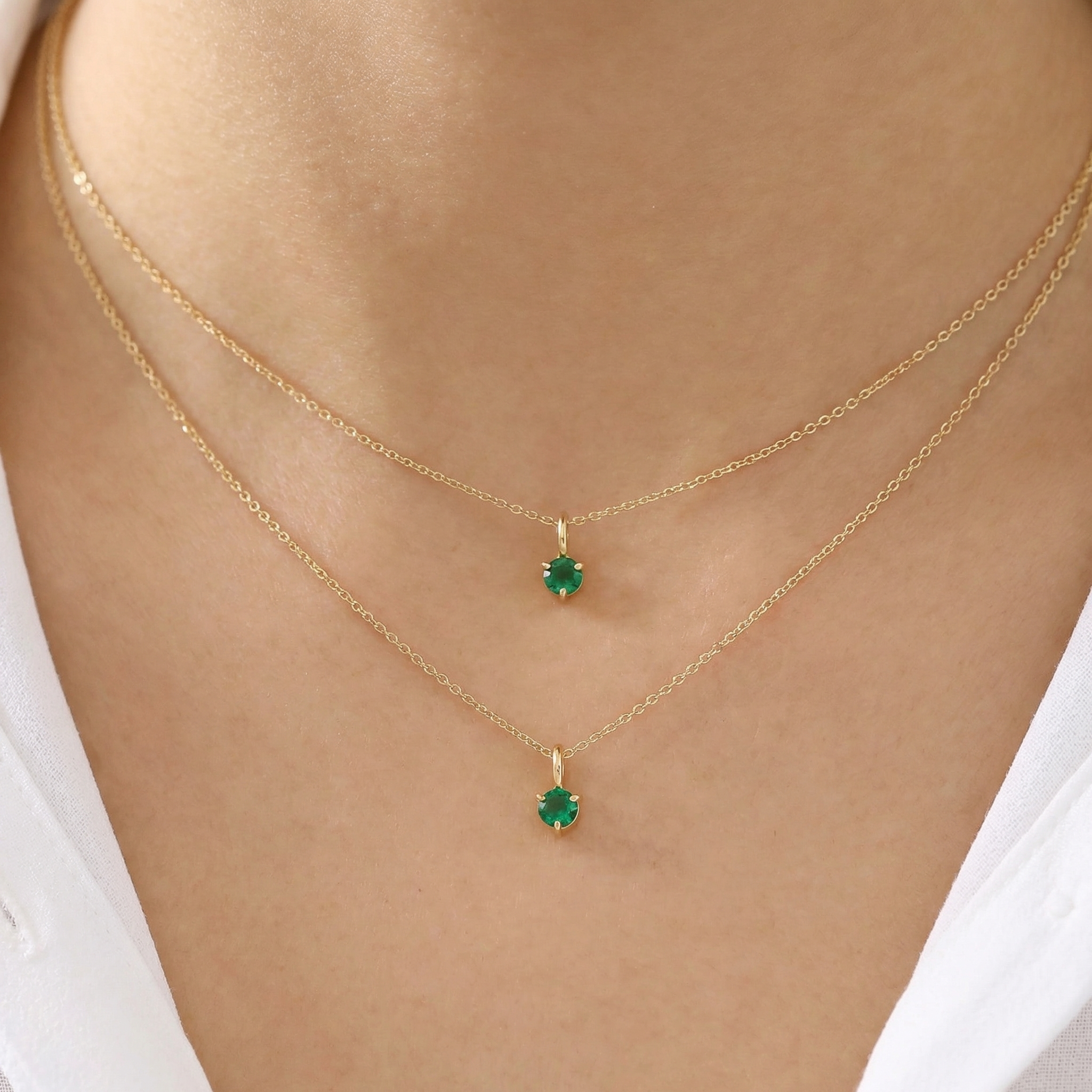 Dainty Round Birthstone Charm Pendant