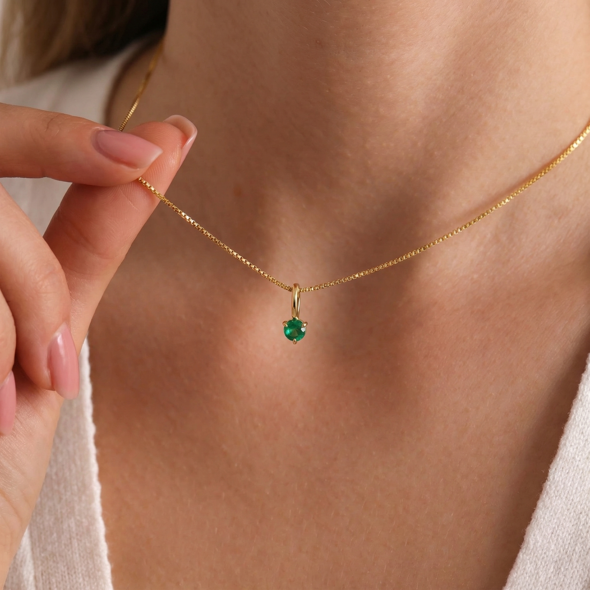 Dainty Round Birthstone Charm Pendant