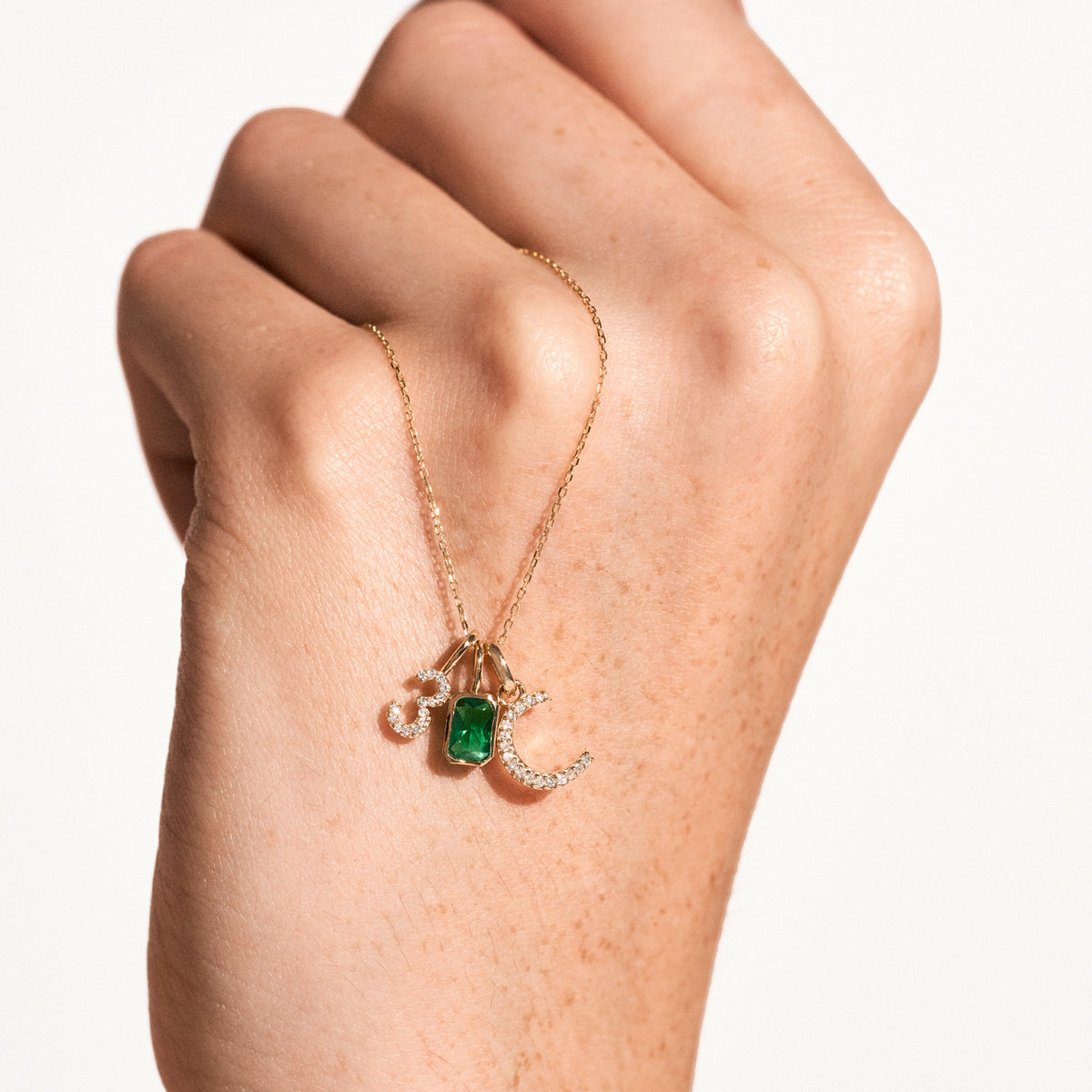 Diamond Number Charm Pendant