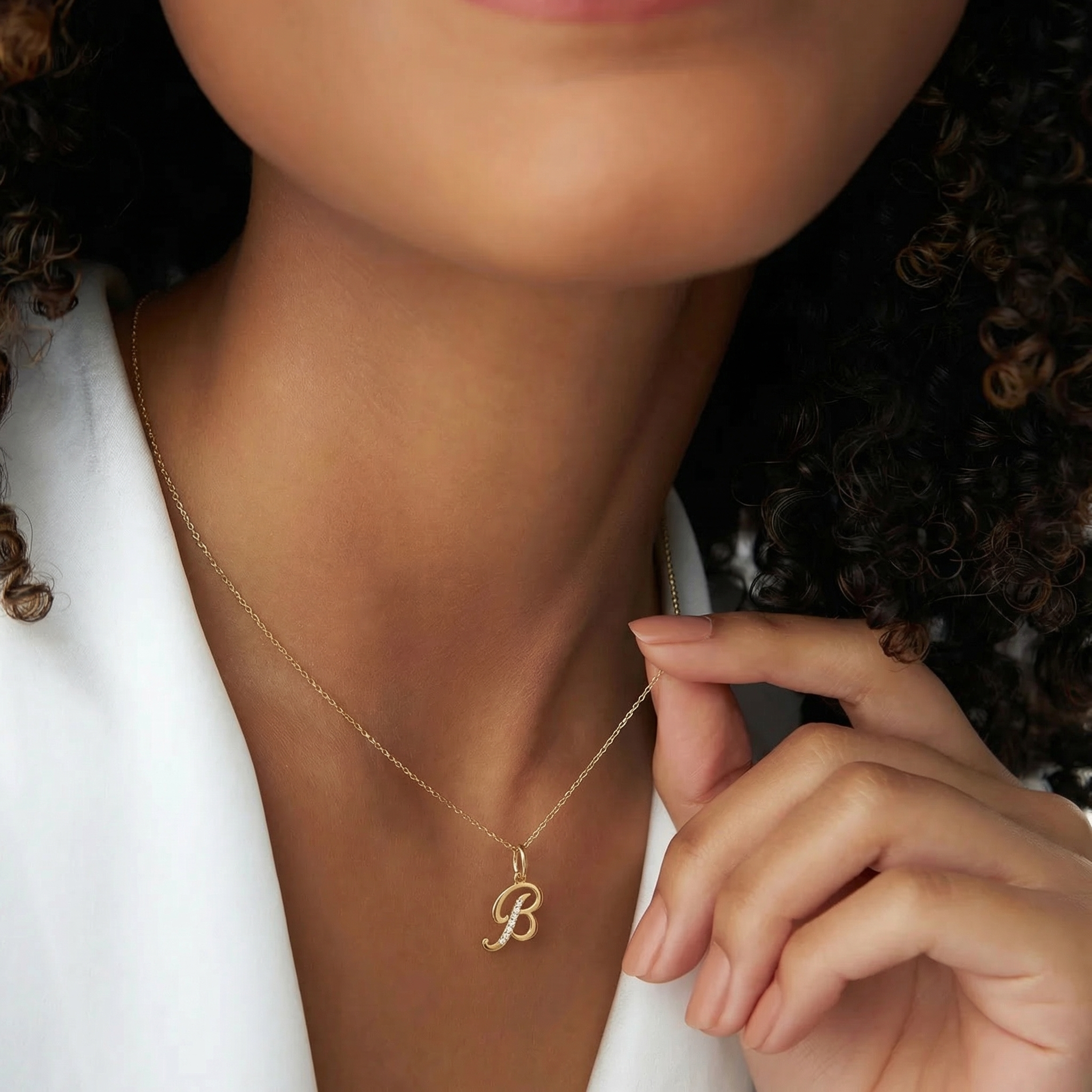 Diamond Initial Charm Pendant - Personalized Letter Charm