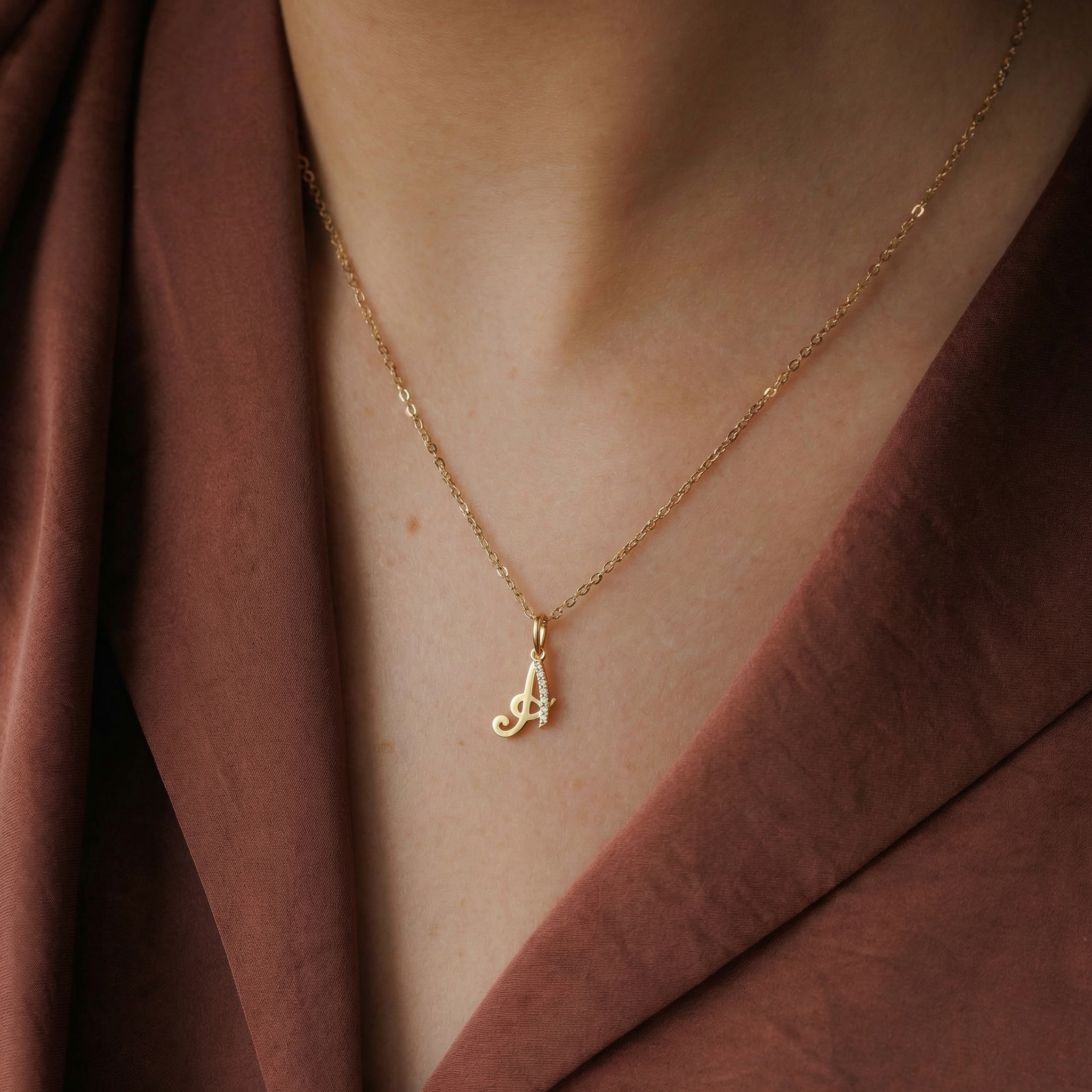 Diamond Initial Charm Pendant - Personalized Letter Charm