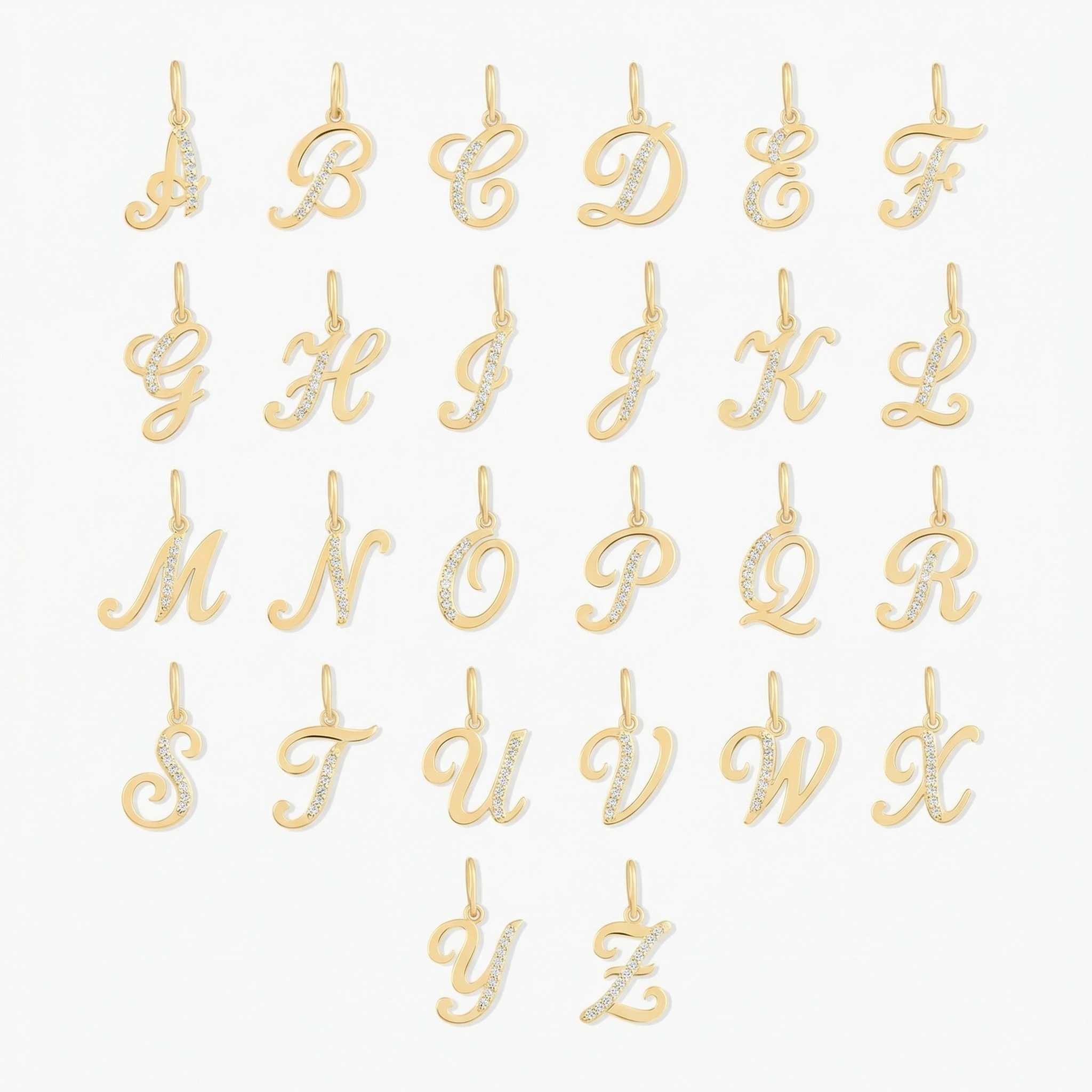 Diamond Initial Charm Pendant - Personalized Letter Charm