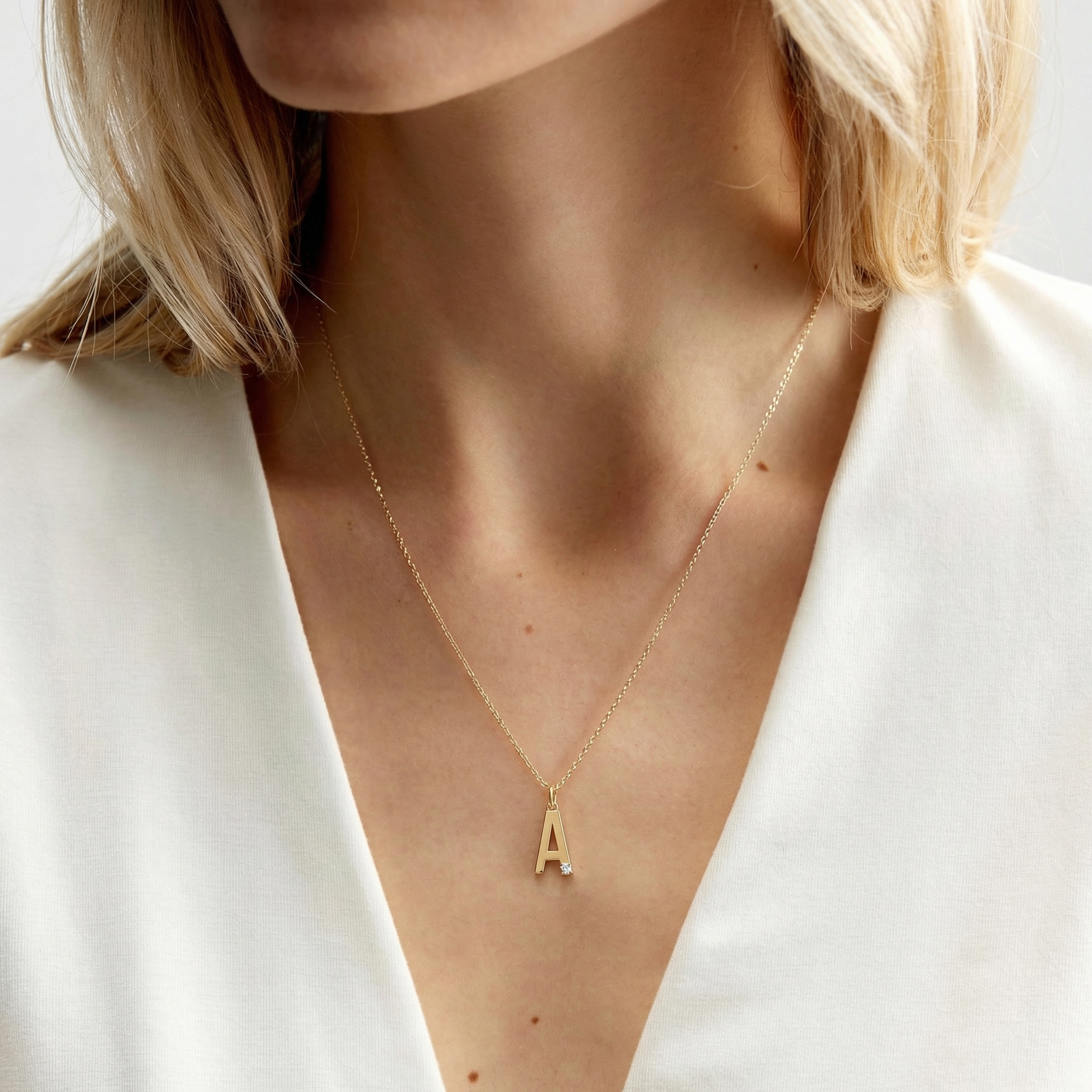 Dainty Block Initial Letter Charm Pendant