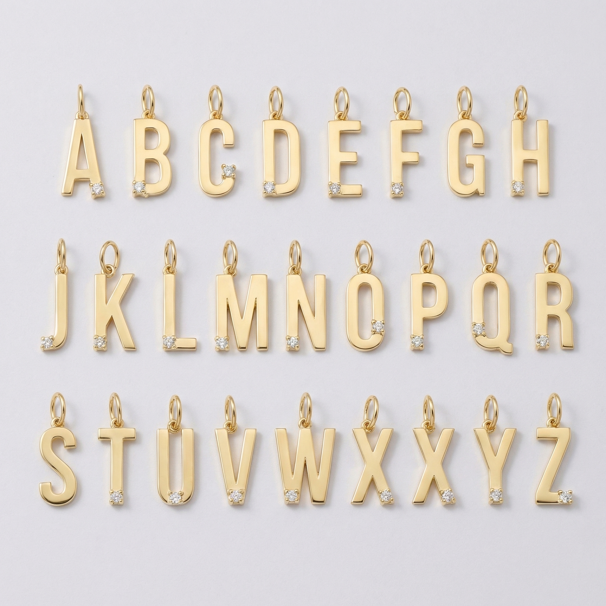 Dainty Block Initial Letter Charm Pendant