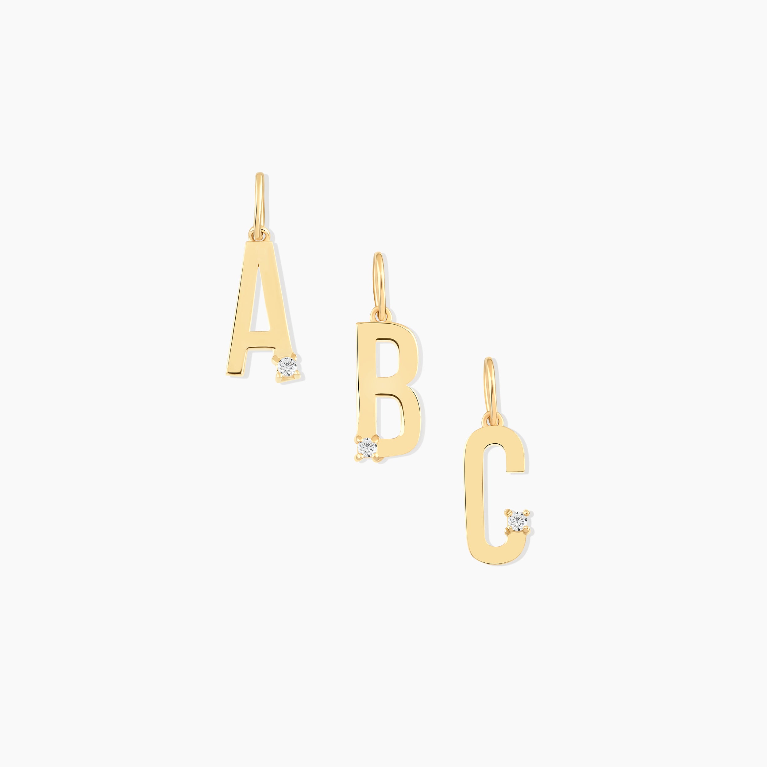 Dainty Block Initial Letter Charm Pendant