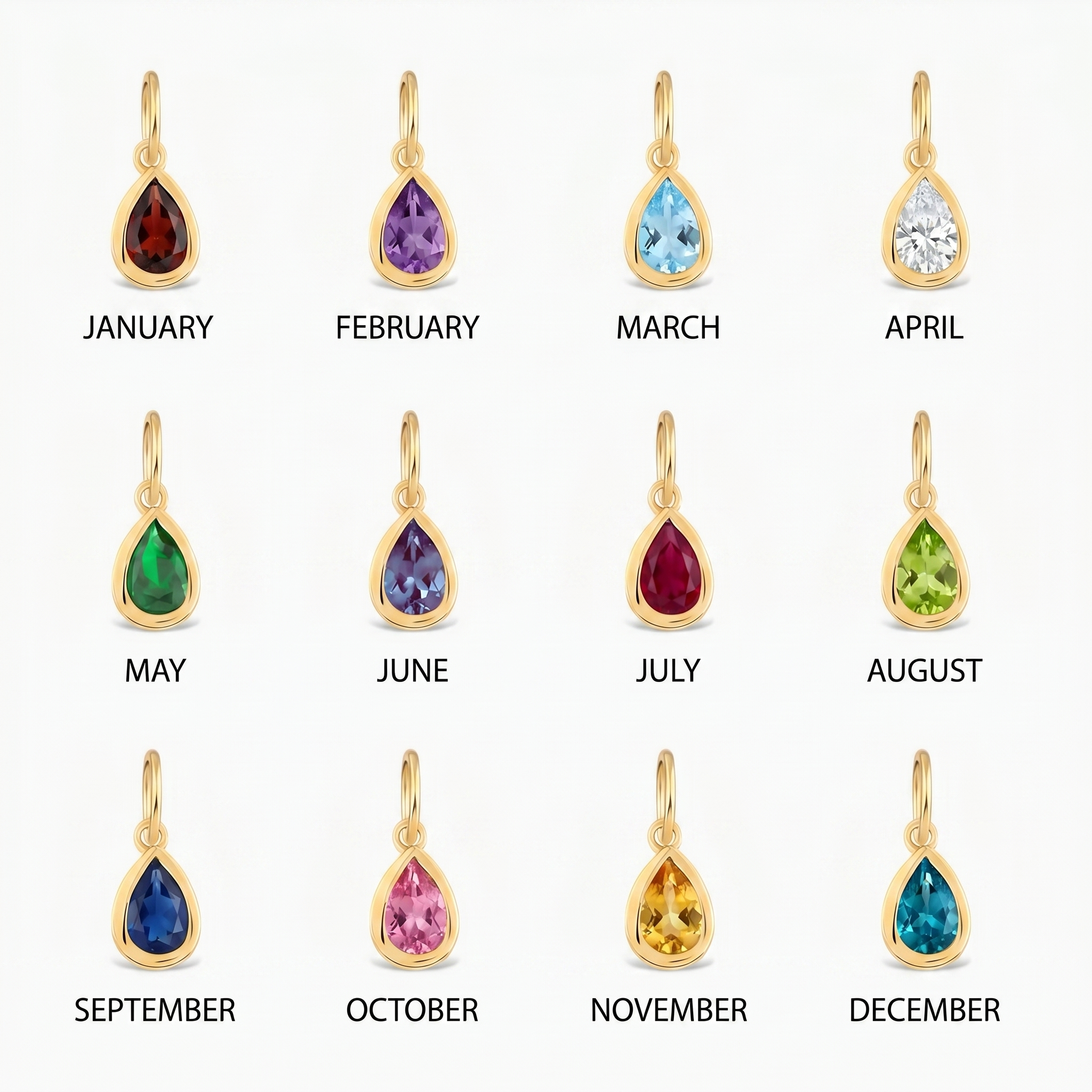 Drop Shaped Birthstone Charm