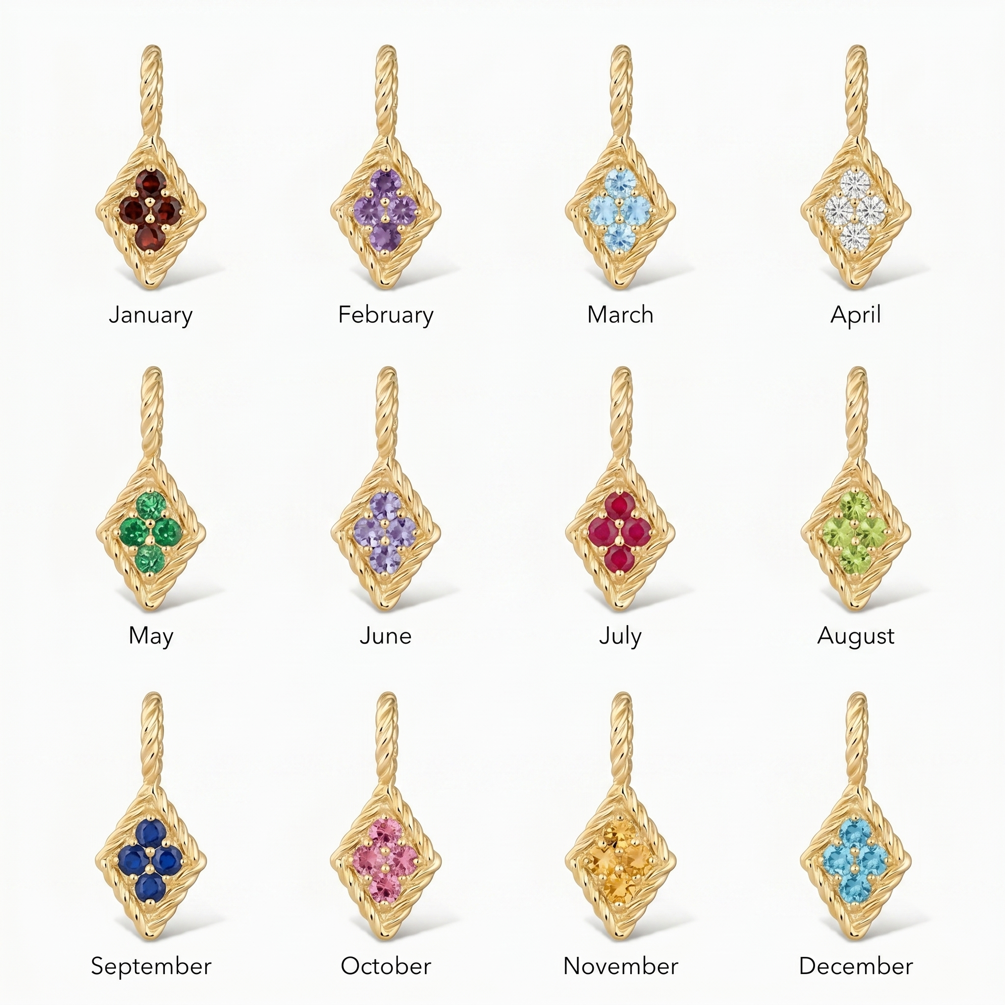 Dainty Birthstone Charm Pendant