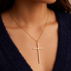 Slim Bar Cross Religious Necklace