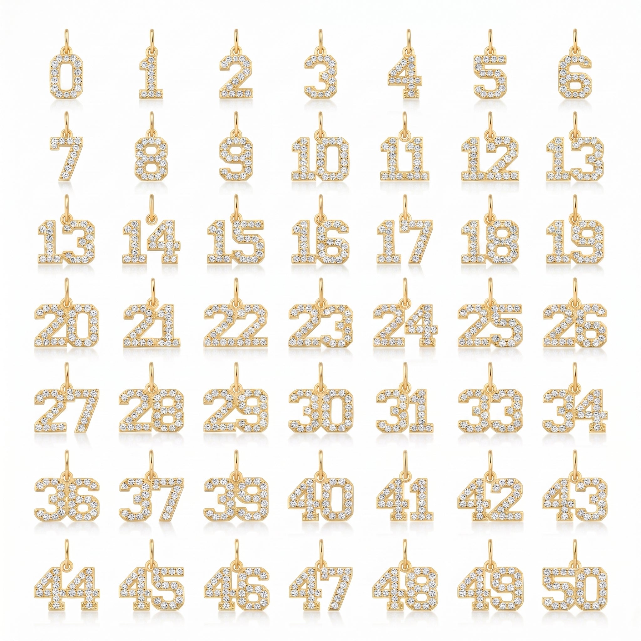 Diamond Number Charm Pendant