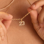 Diamond Number Charm Pendant