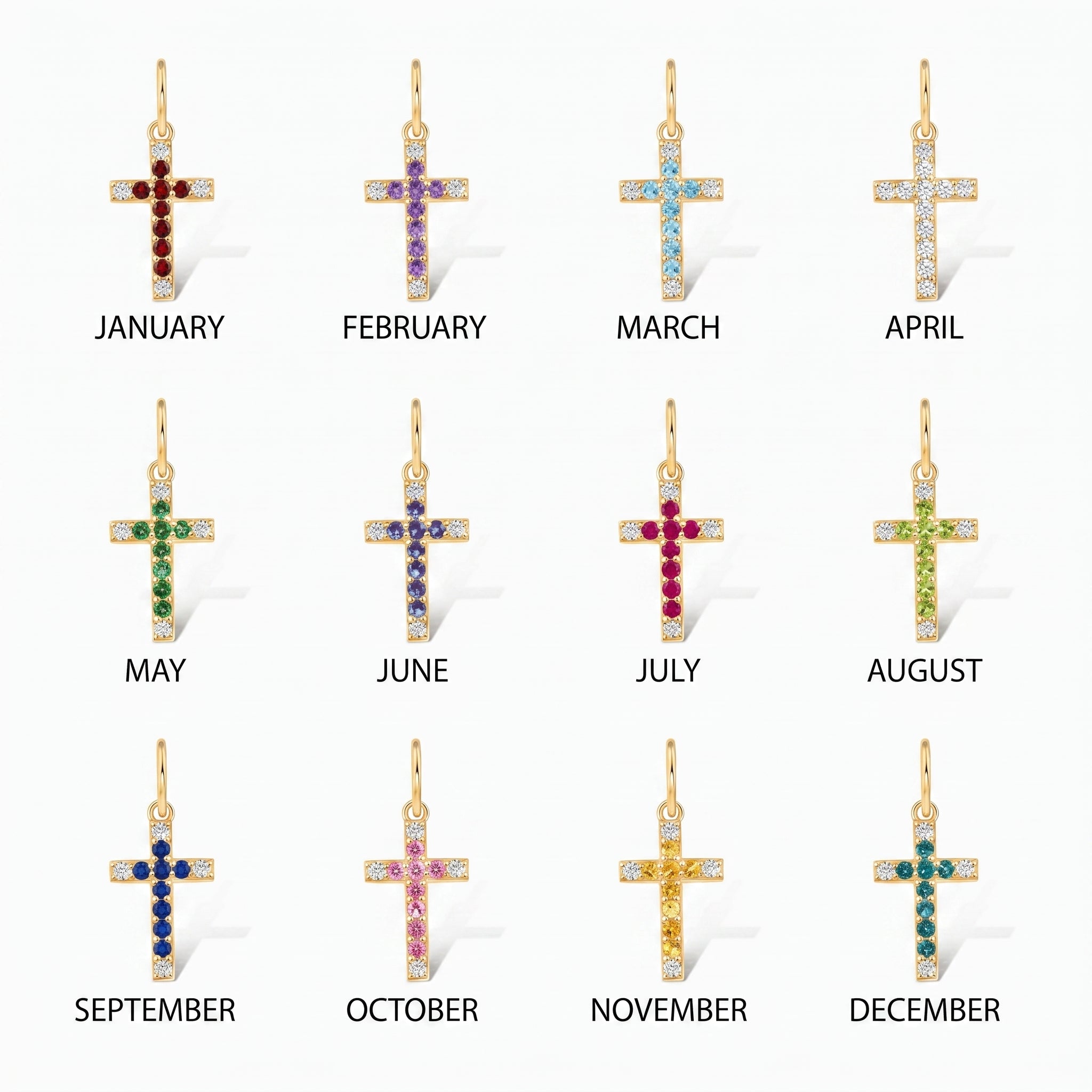 Birthstone Diamond Cross Charm