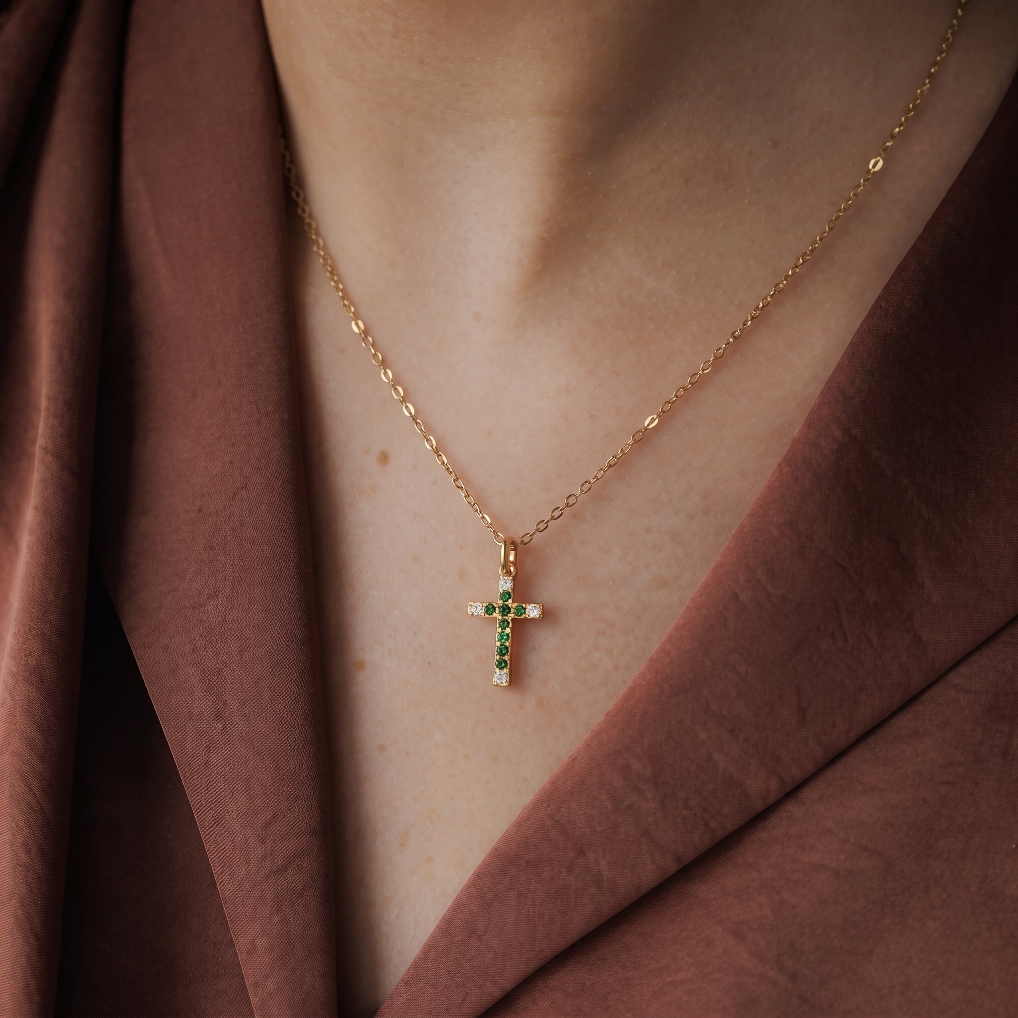 Birthstone Diamond Cross Charm