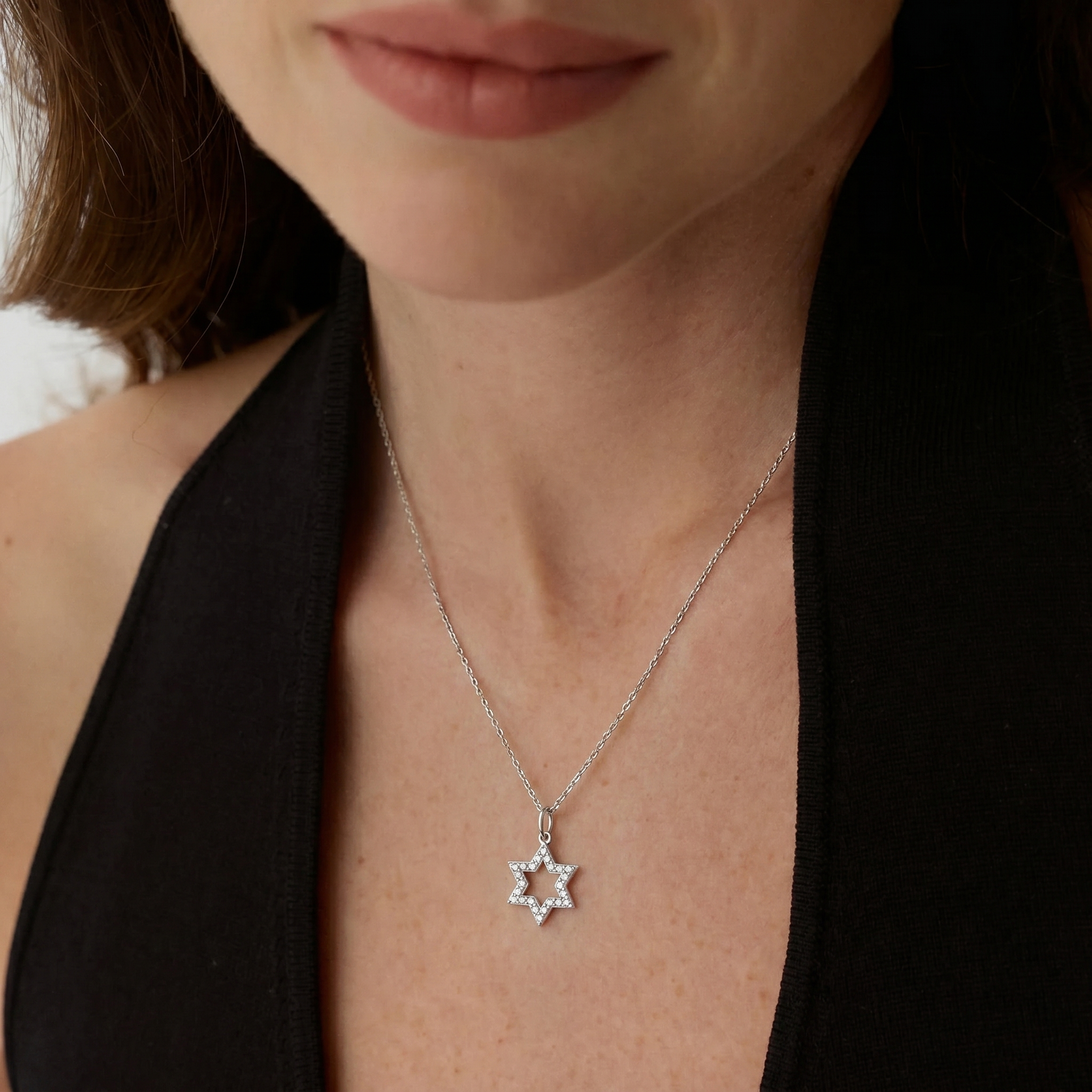 Diamond Star of David Charm