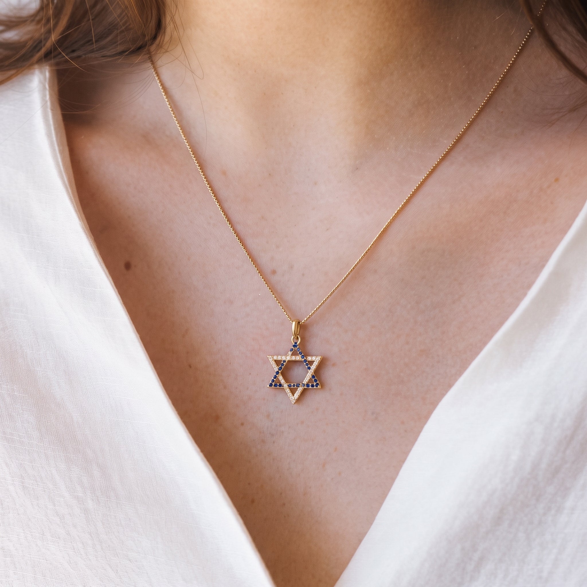 Diamond Star of David Charm