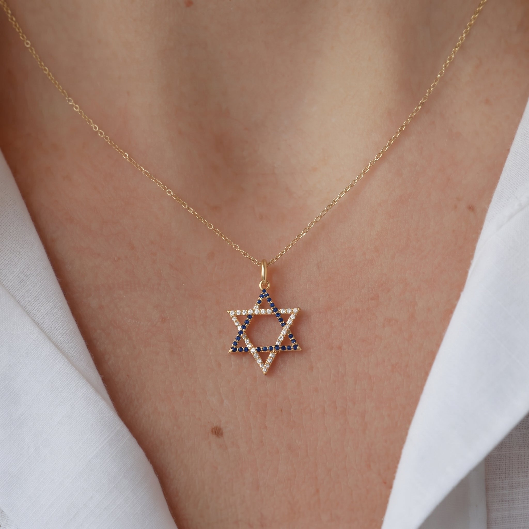 Diamond Star of David Charm