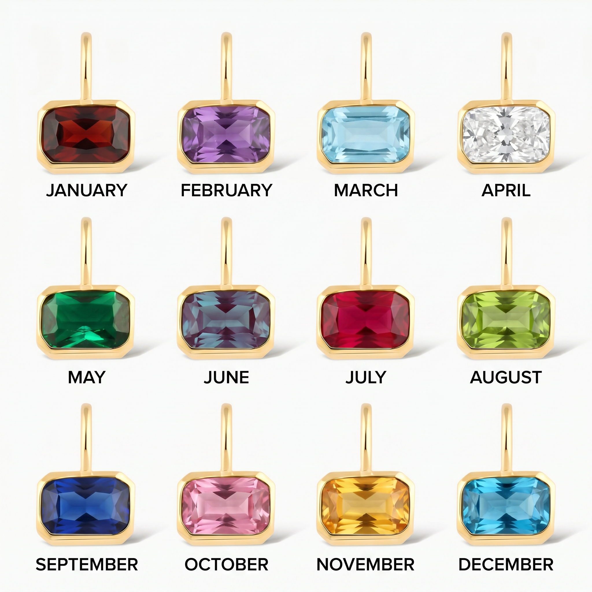 Dainty Emerald Cut Birthstone Charm