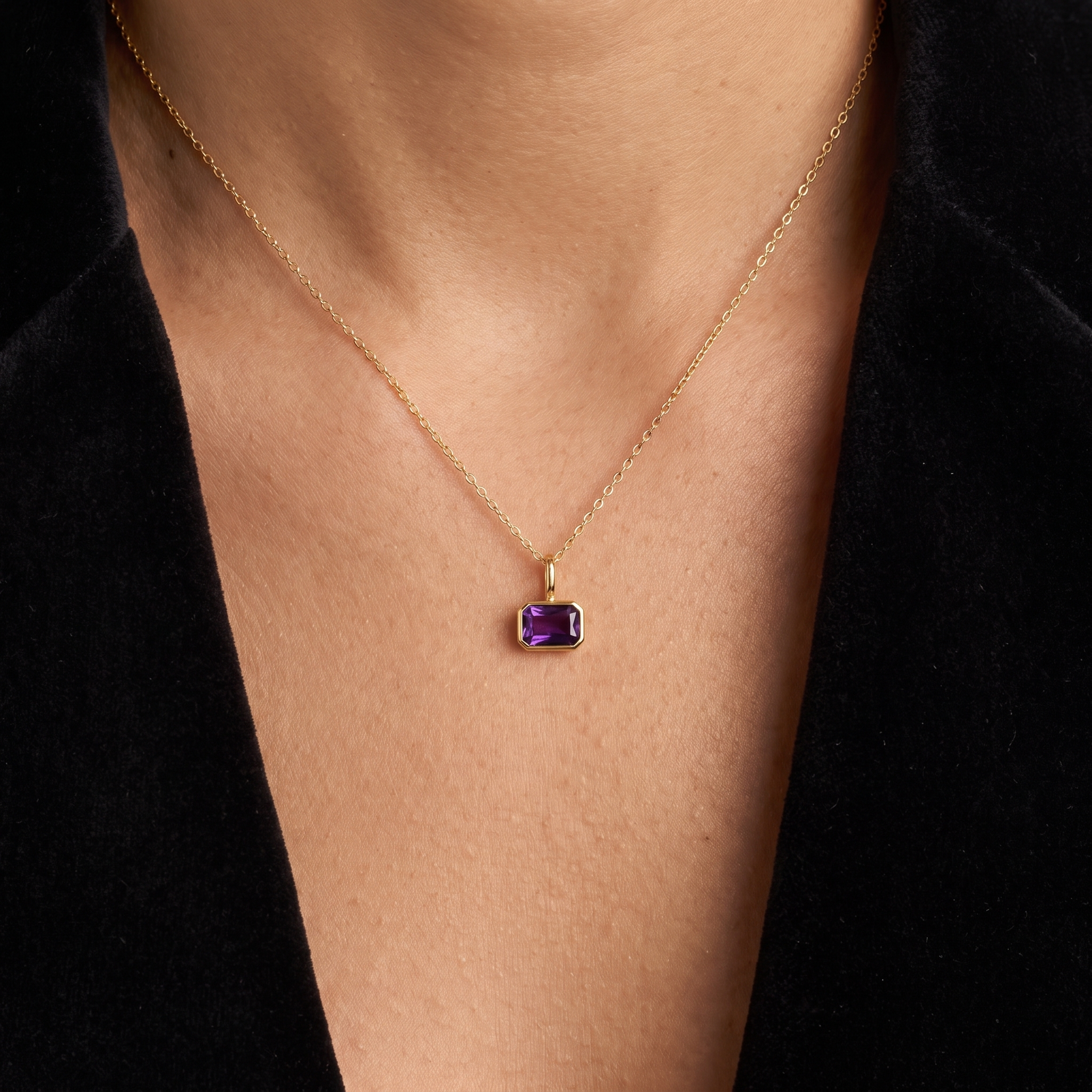 Dainty Emerald Cut Birthstone Charm